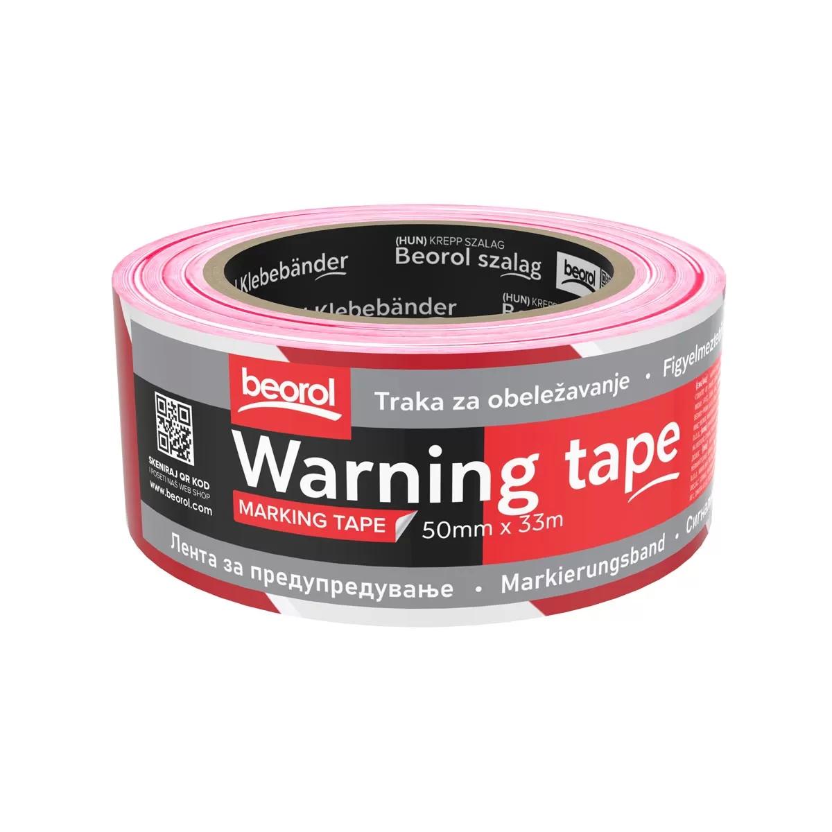 Warning Gaffer Blanc / Rouge - Tape 50mm x 33m - Neuf